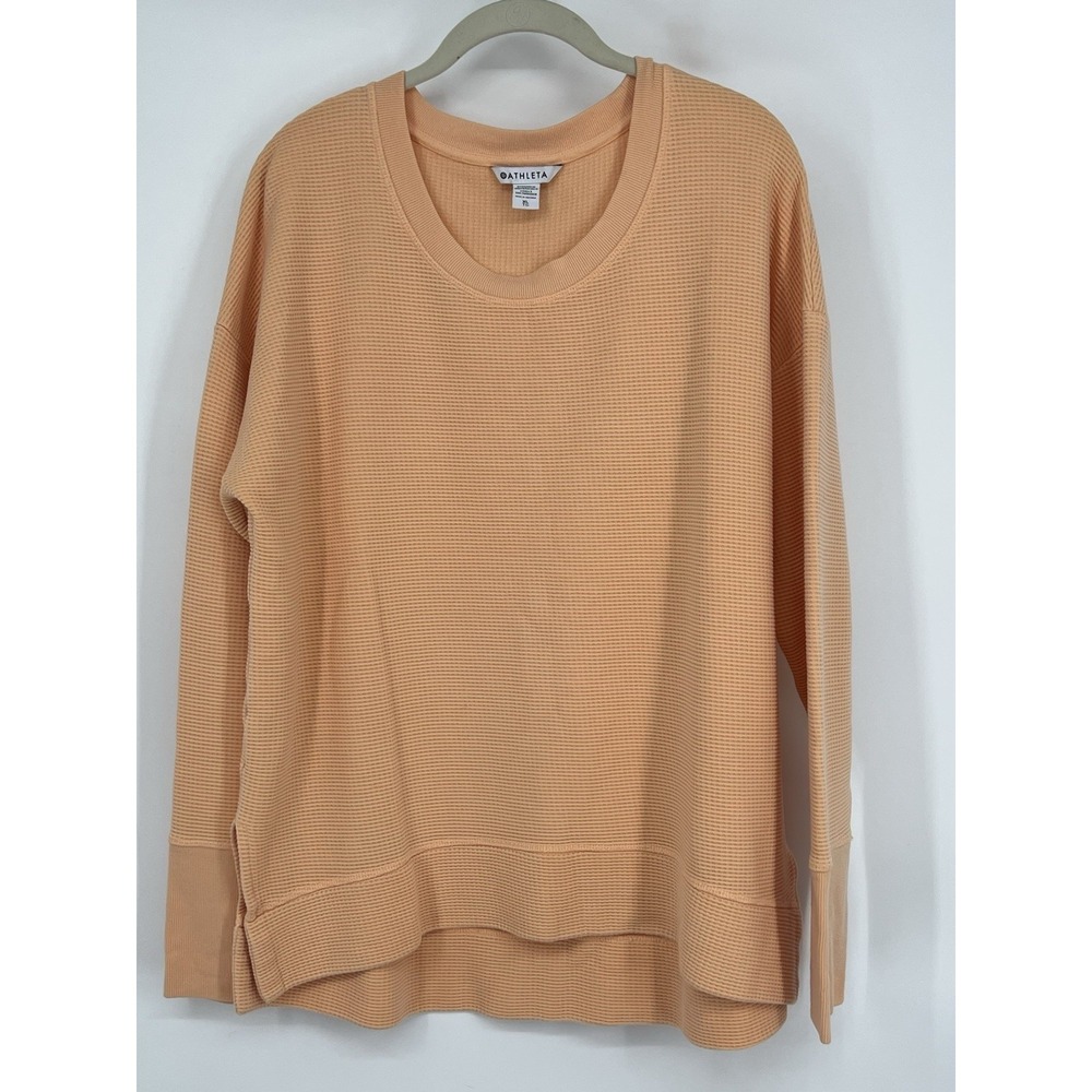Athleta Women XL Sweatshirt Coaster Luxe Waffle Knit Long Sleeve Camping Hiking